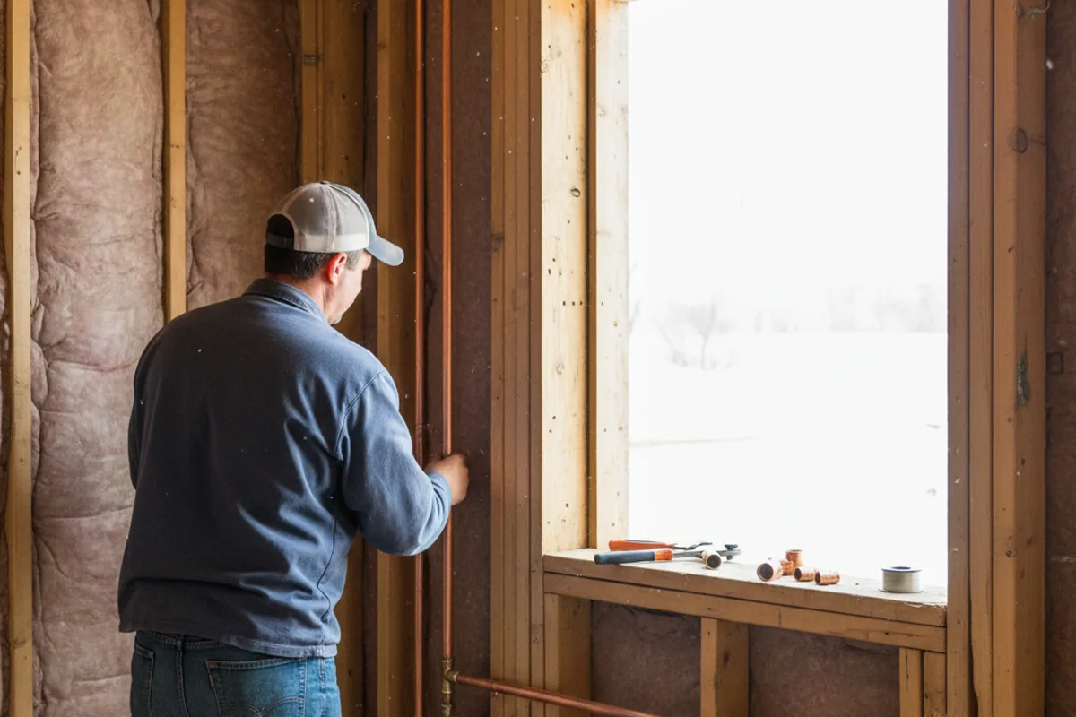 Licensed plumber running new copper supply lines in a Alexandria home