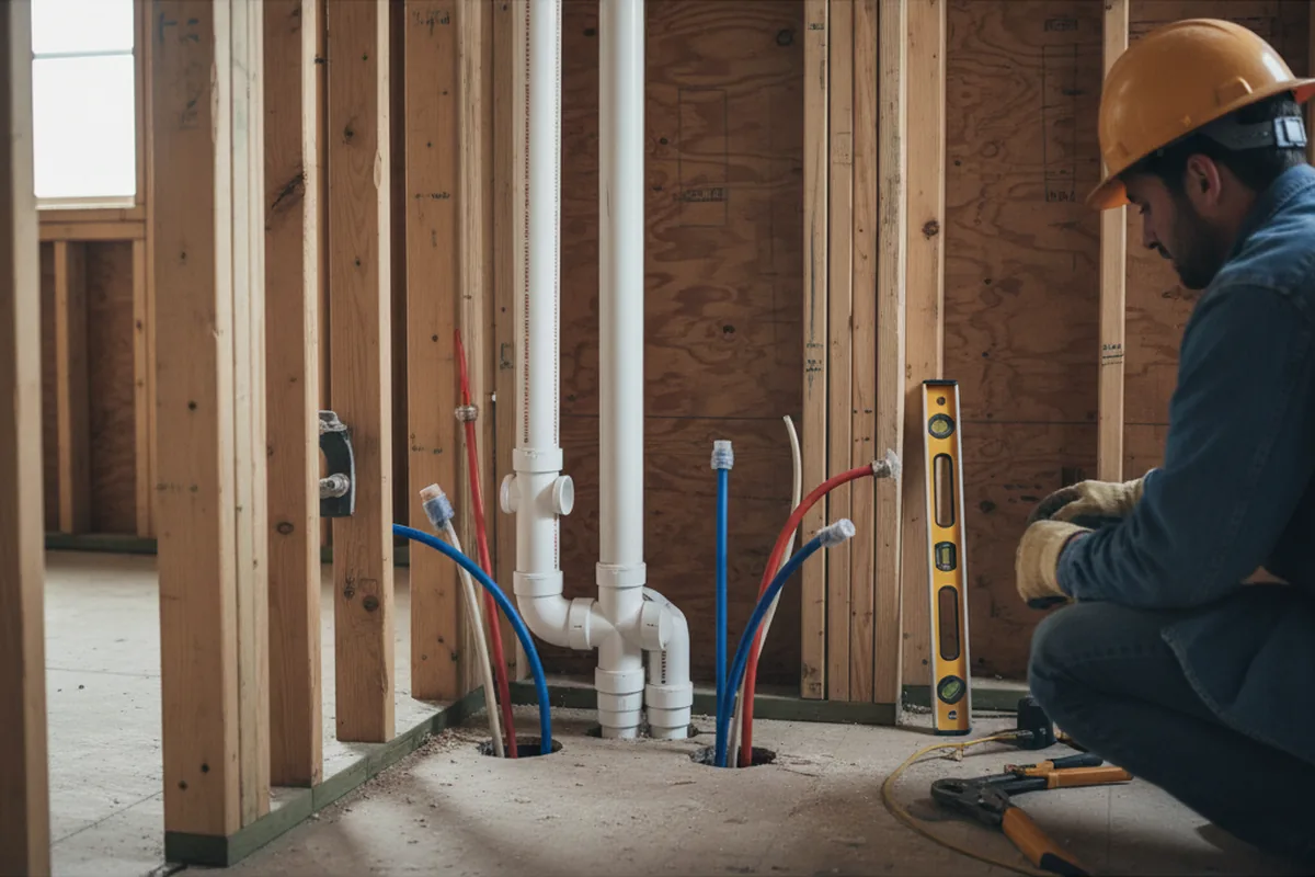 Drain and supply rough-in during Garbage Disposal Repair in Alexandria